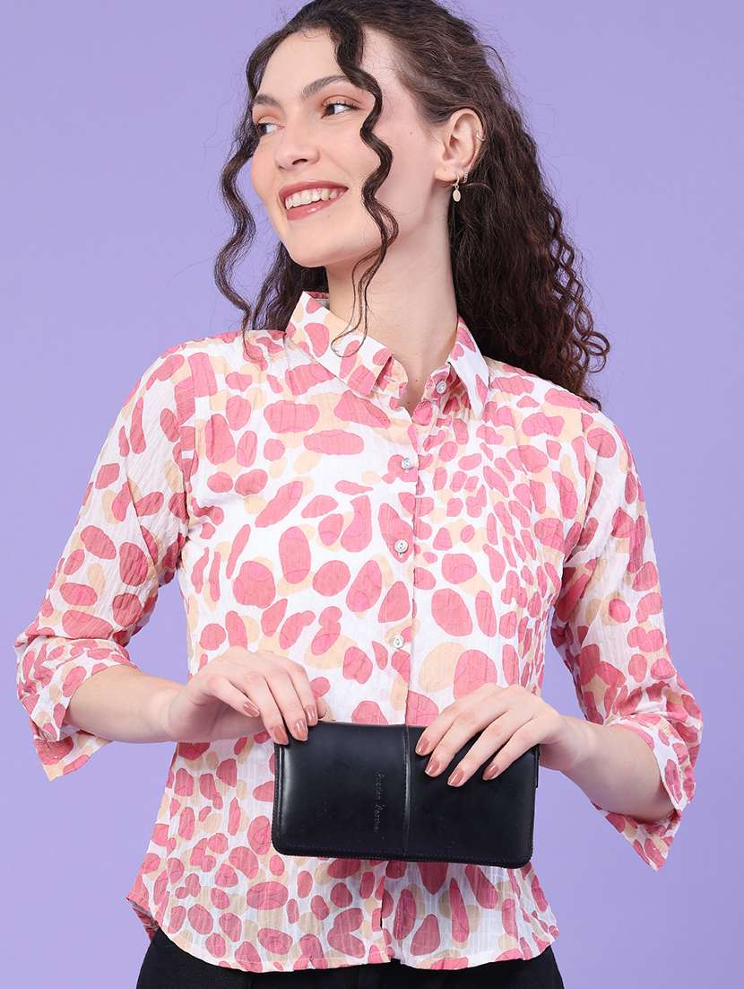 women printed three quarter sleeves regular shirt