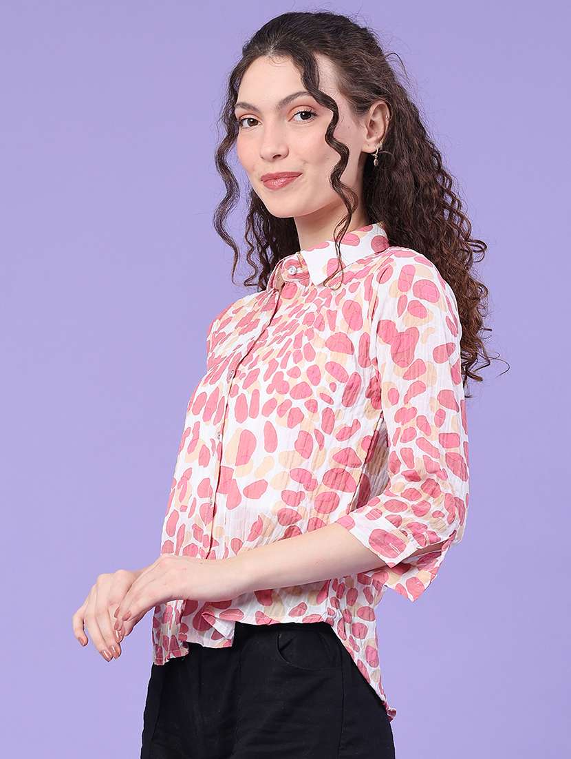 women printed three quarter sleeves regular shirt - 22439471 -  Standard Image - 3