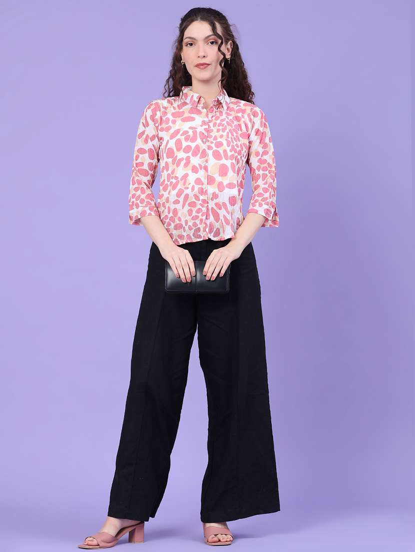 women printed three quarter sleeves regular shirt - 22439471 -  Standard Image - 5