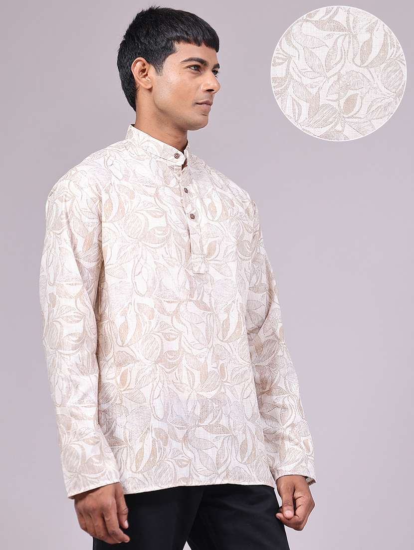 Men Printed Long Sleeves Regular Fit Short Kurta - 22439501 -  Standard Image - 3