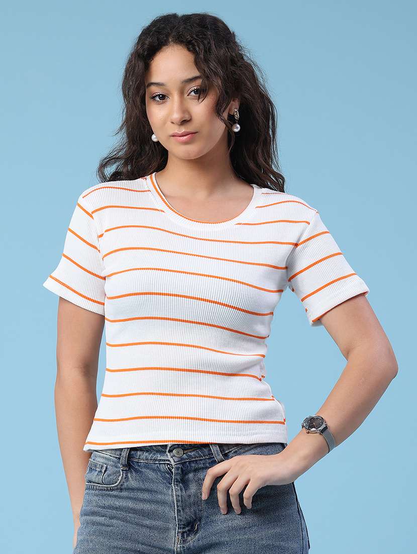 women printed round neck short sleeves t-shirt