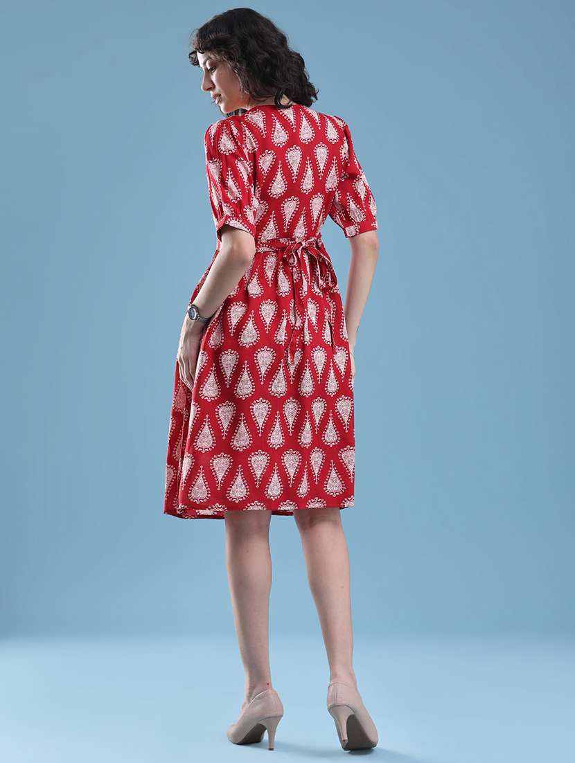 women printed short sleeves a-line dress - 22439596 -  Standard Image - 5