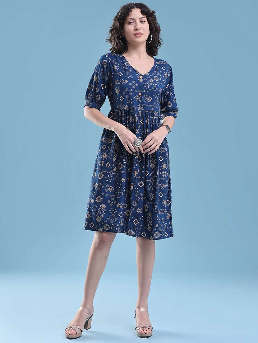 Women Printed Short Sleeves A-line Dress - 22439598 -  Standard Image - 3