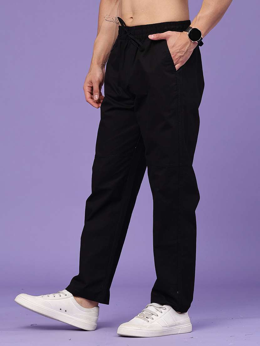 men solid mid rise full length track pant - 22439625 -  Standard Image - 3