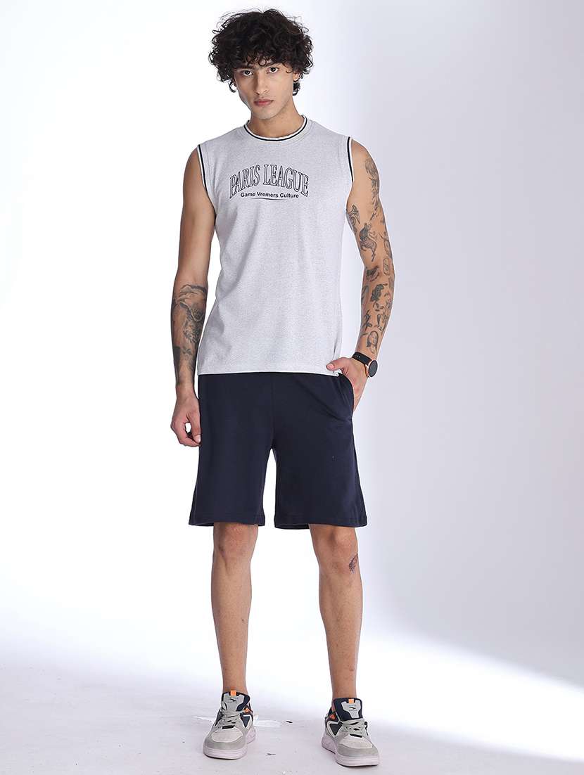 men typographic sleeveless shorts & vest co-ord set - 22439628 -  Standard Image - 3
