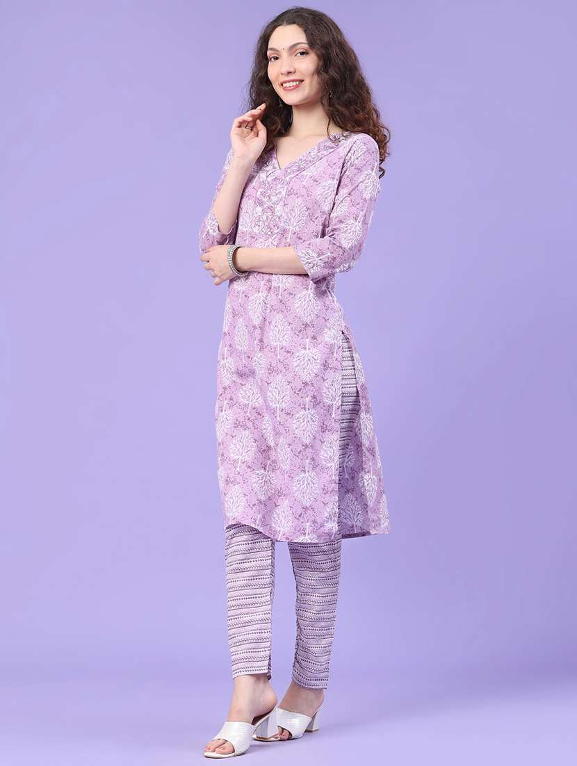 women printed three quarter sleeve kurta pant with dupatta set - 22439643 -  Standard Image - 3