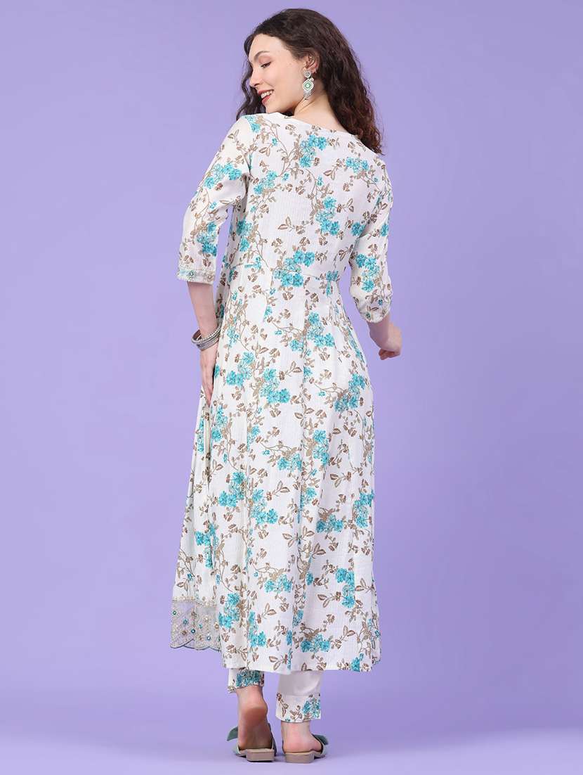 women printed three quarter sleeve kurta pant with dupatta set - 22439649 -  Standard Image - 3