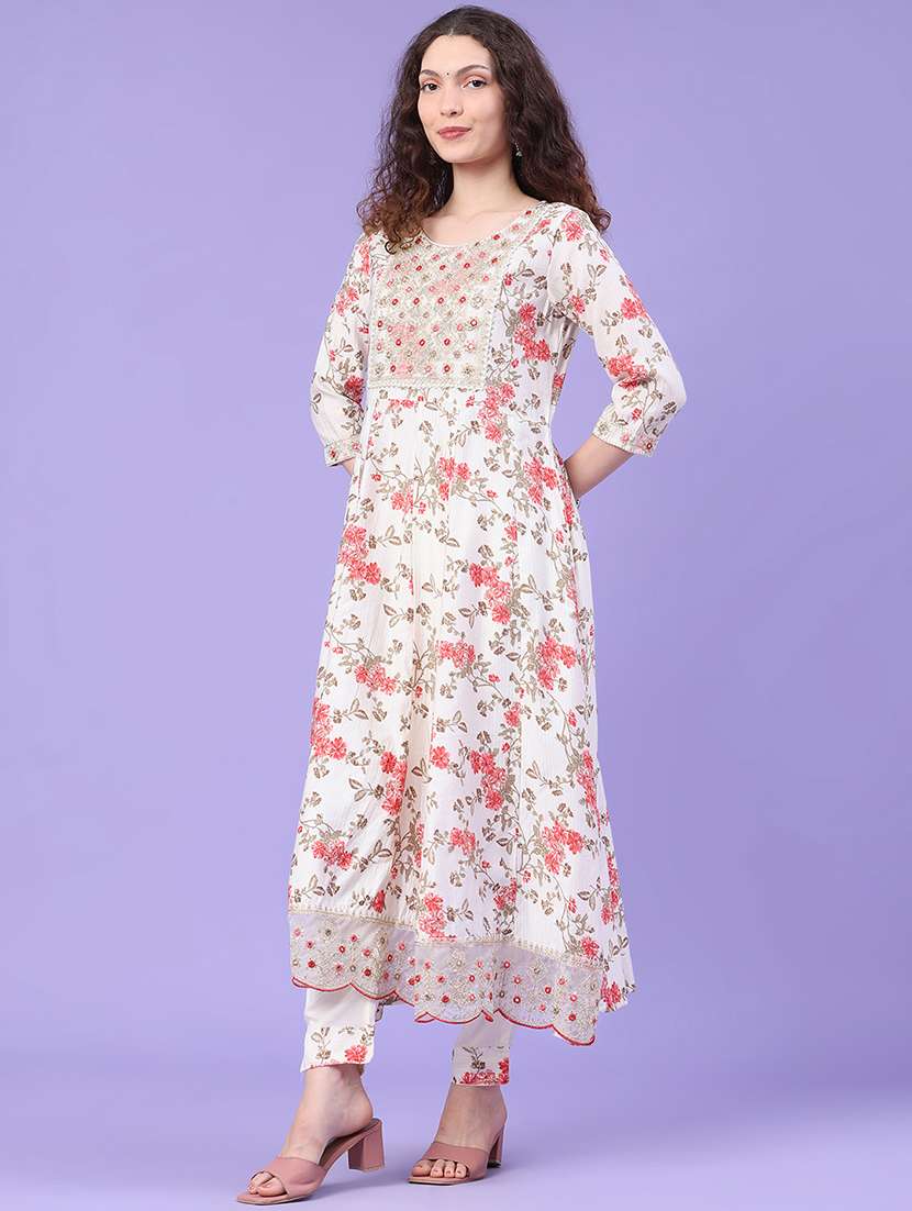 women printed three quarter sleeve kurta pant with dupatta set - 22439650 -  Standard Image - 3