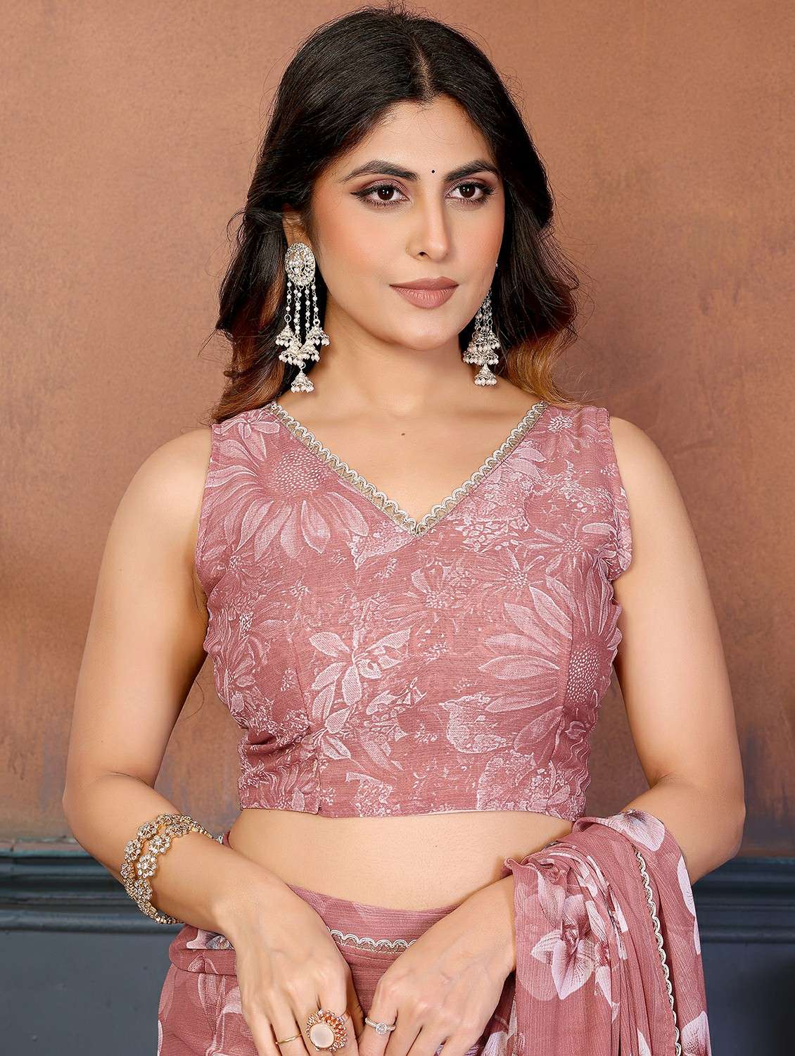 women floral printed saree with blouse - 22439666 -  Standard Image - 5