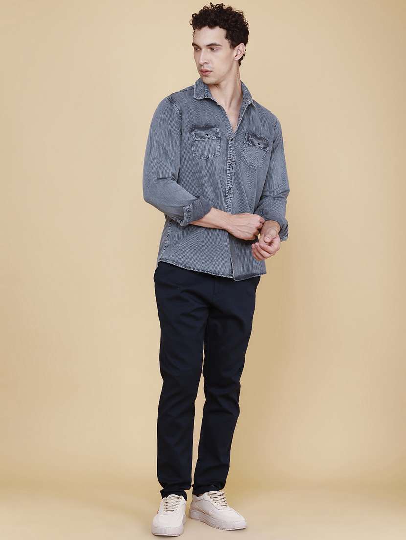 men textured long sleeve regular fit casual shirt - 22439689 -  Standard Image - 5
