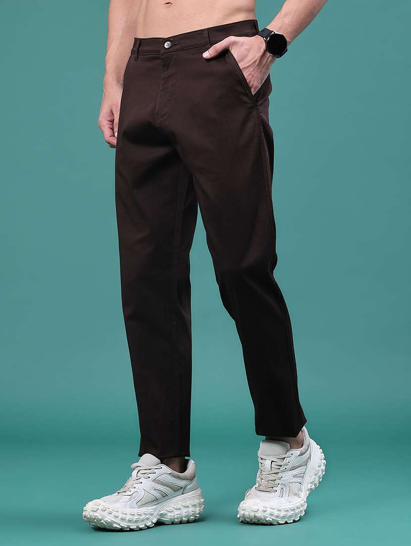 Men Solid Mid Rise Chinos Casual Trouser - 22439696 -  Standard Image - 3