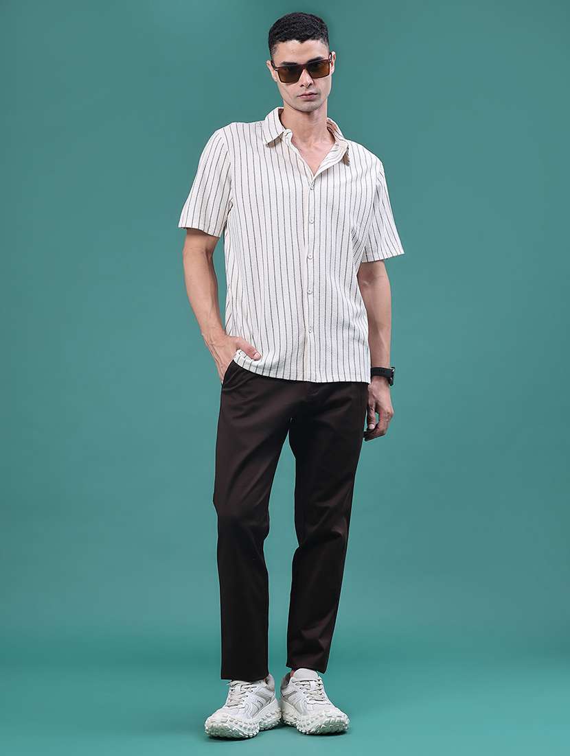 Men Solid Mid Rise Chinos Casual Trouser - 22439696 -  Standard Image - 5