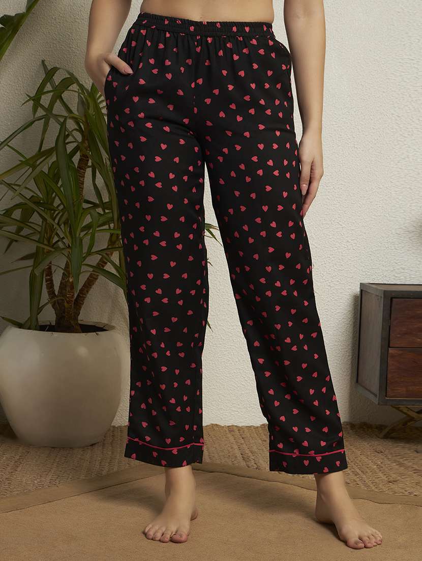 women black  printed rayon pyjama set nightwear set - 22439823 -  Standard Image - 5