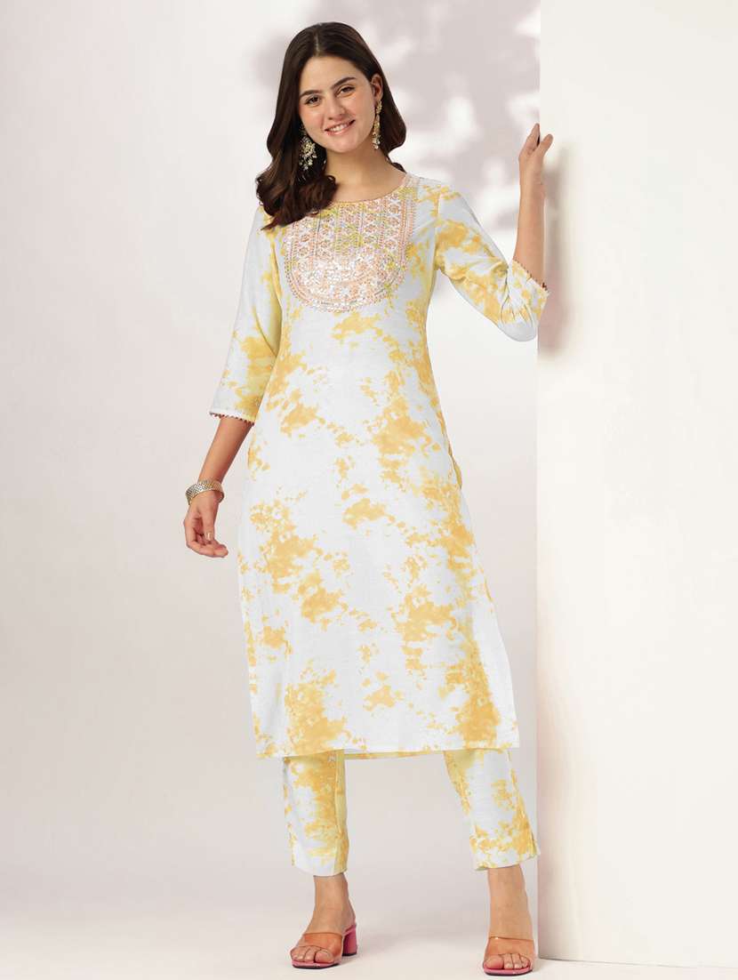yellow silk blend kurta pant  set - 22439847 -  Standard Image - 3