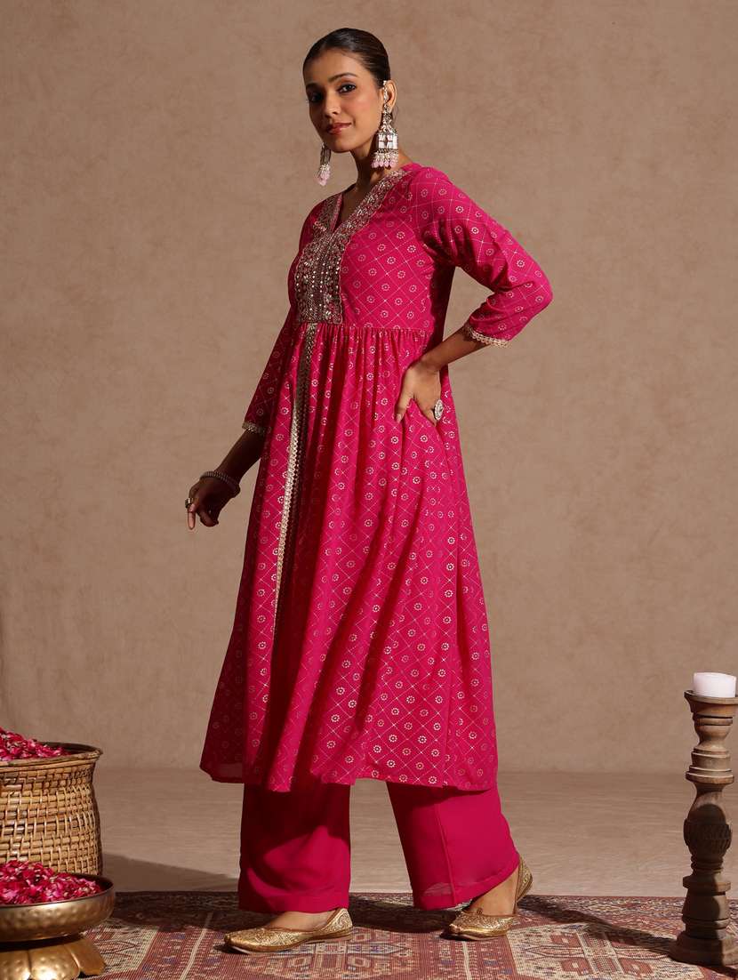 pink georgette kurta pant  set - 22439848 -  Standard Image - 3