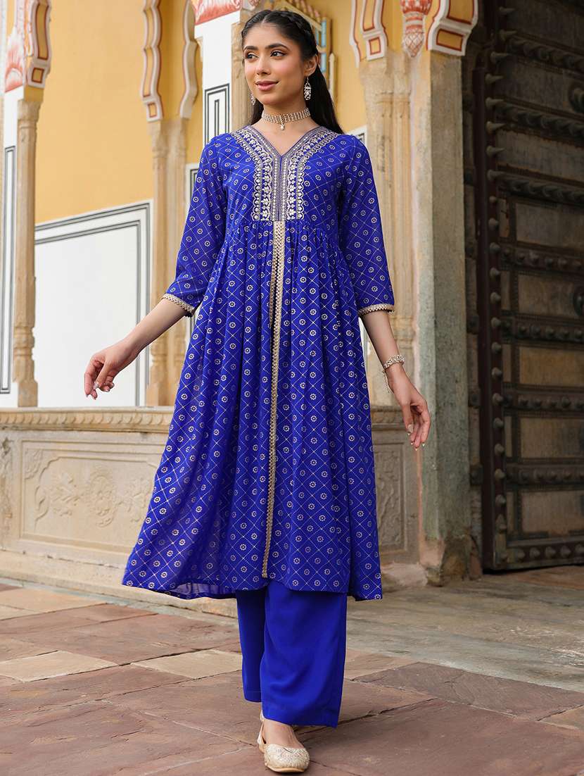 blue georgette kurta pant  set - 22439849 -  Standard Image - 3