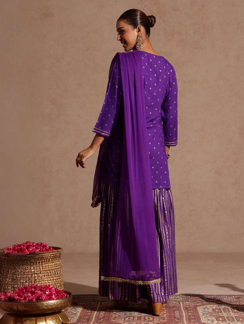 purple rayon kurta sharara  set - 22439855 -  Standard Image - 5