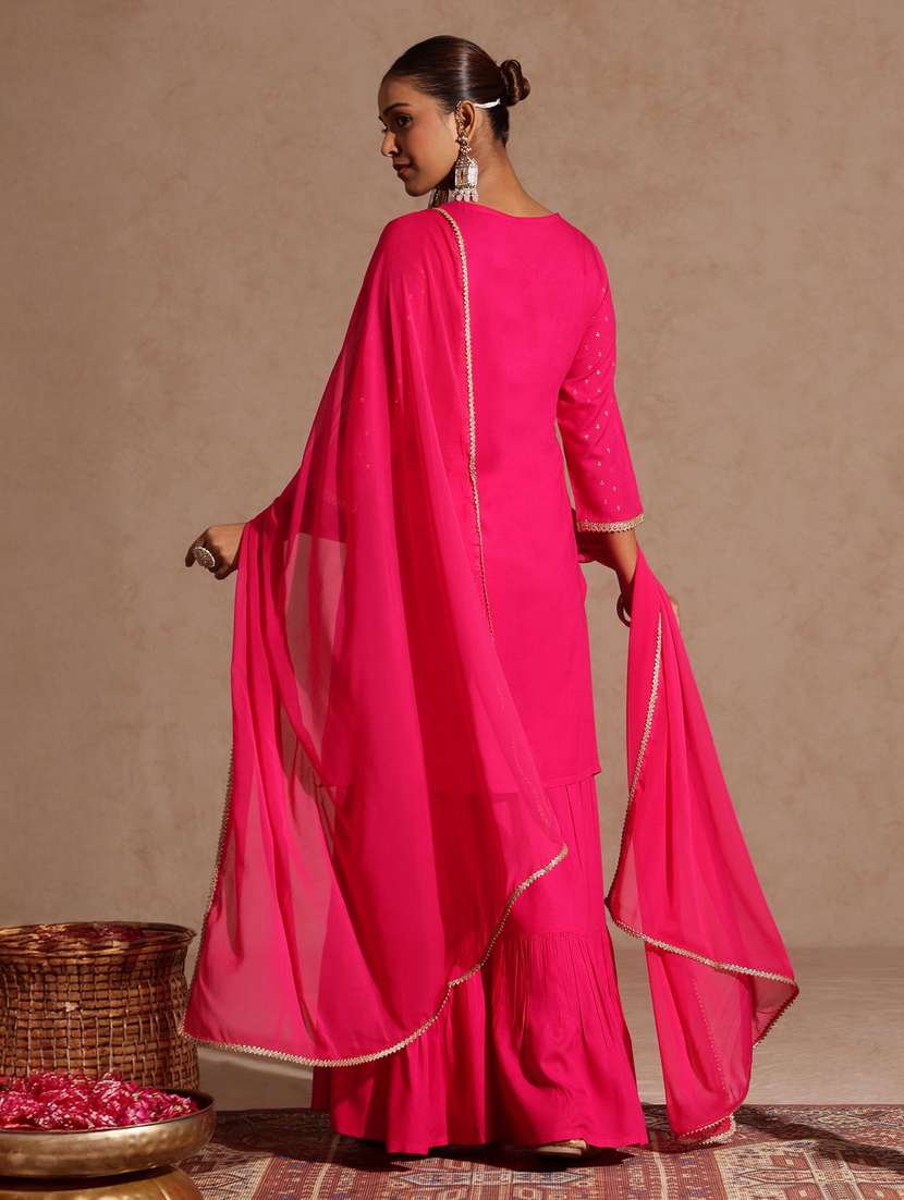 Pink Rayon Kurta Dupatta Set - 22439856 -  Standard Image - 5