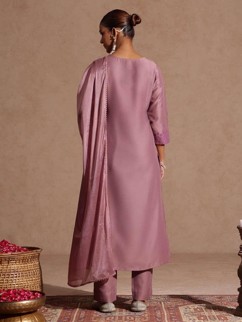 purple silk blend kurta dupatta  set - 22439857 -  Standard Image - 5