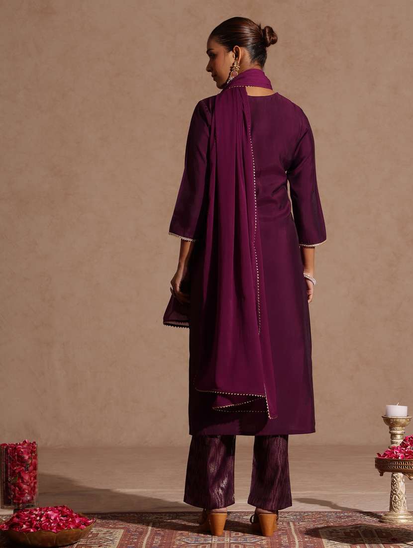 women purple kurta dupatta set - 22439865 -  Standard Image - 5