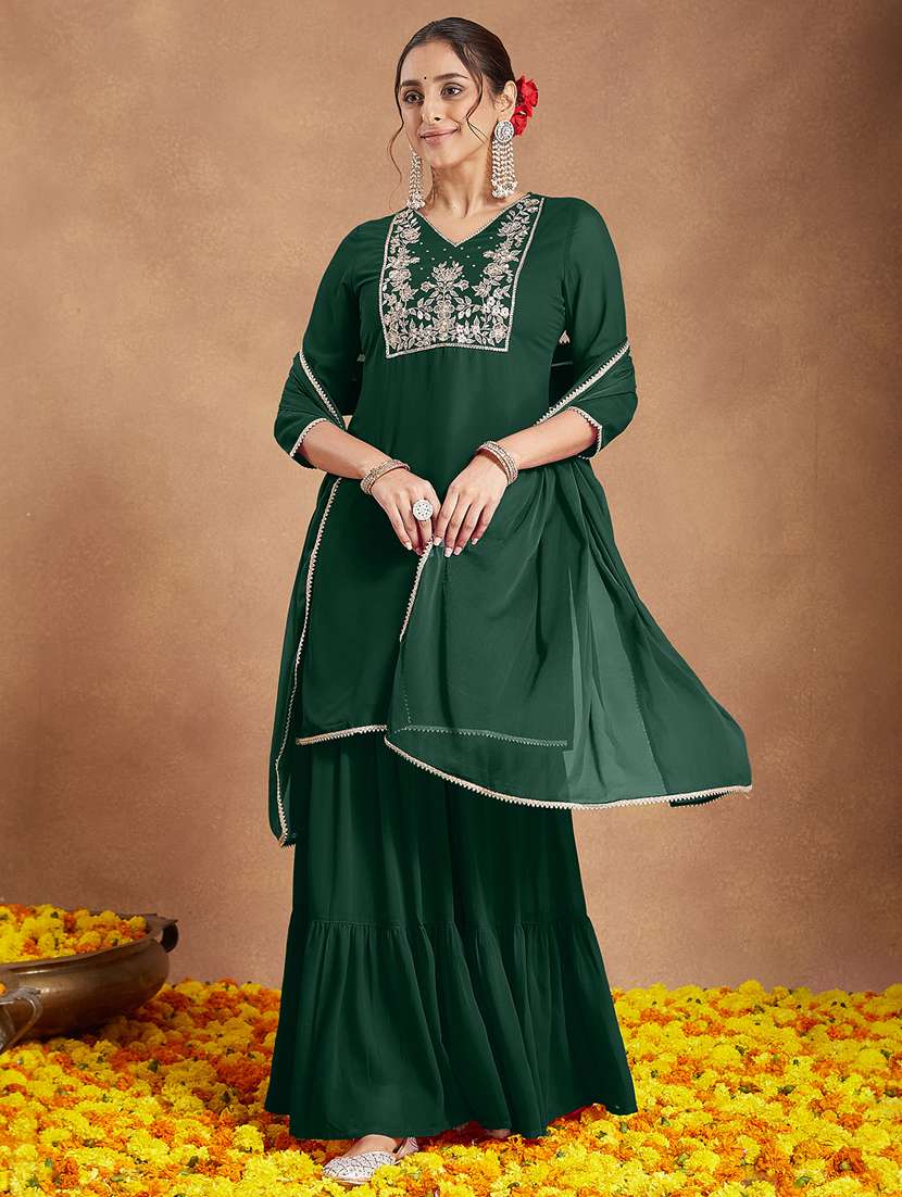 women green kurta dupatta set - 22439866 -  Standard Image - 3