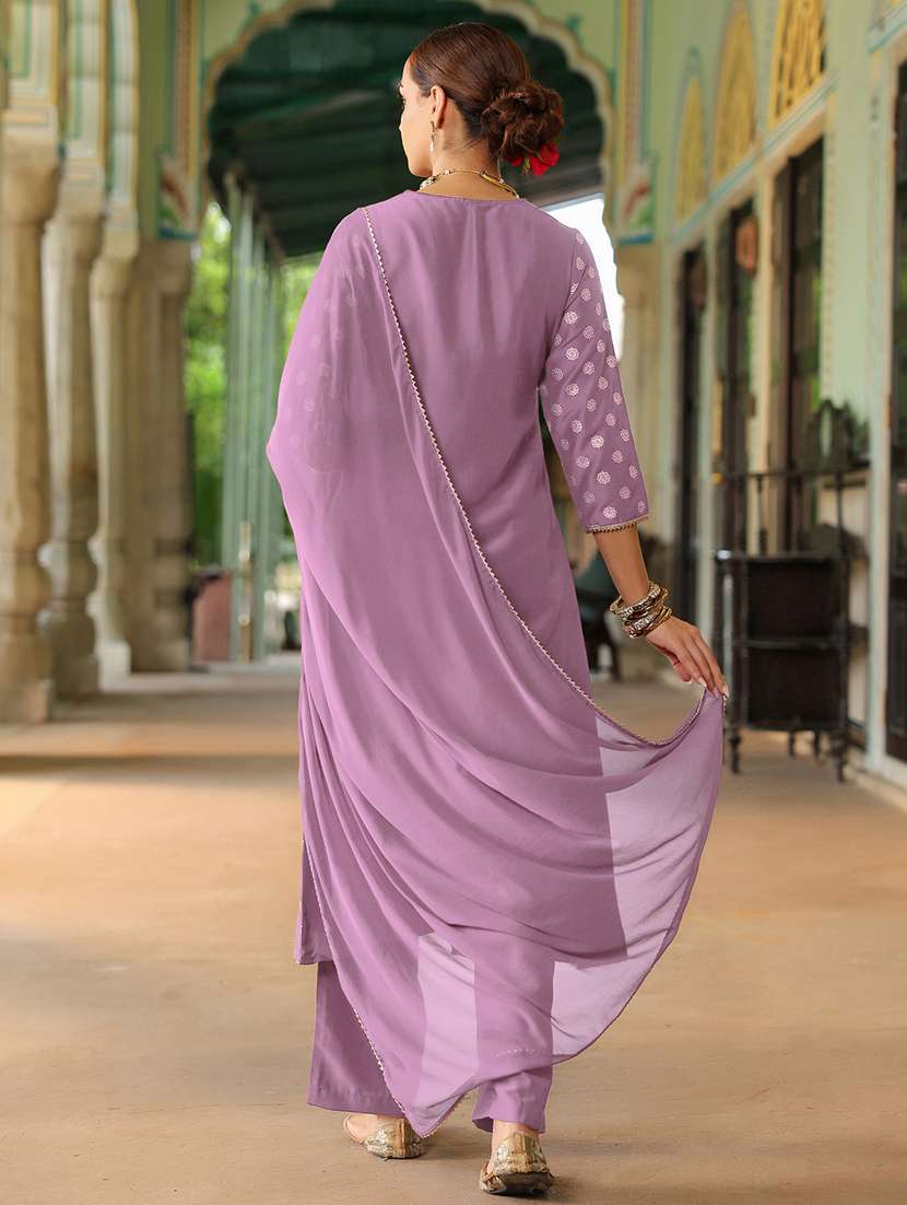 women lavender kurta dupatta set - 22439878 -  Standard Image - 5