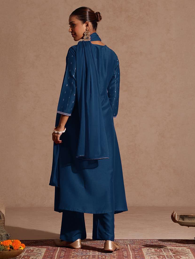 Women Teal Kurta Dupatta Set - 22439879 -  Standard Image - 5