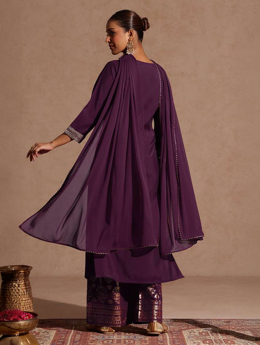 women purple kurta dupatta set - 22439880 -  Standard Image - 5
