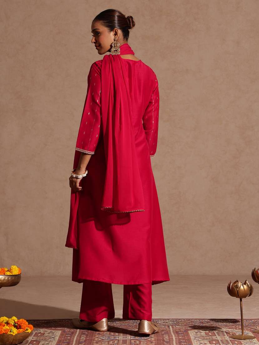 women pink kurta dupatta set - 22439882 -  Standard Image - 5