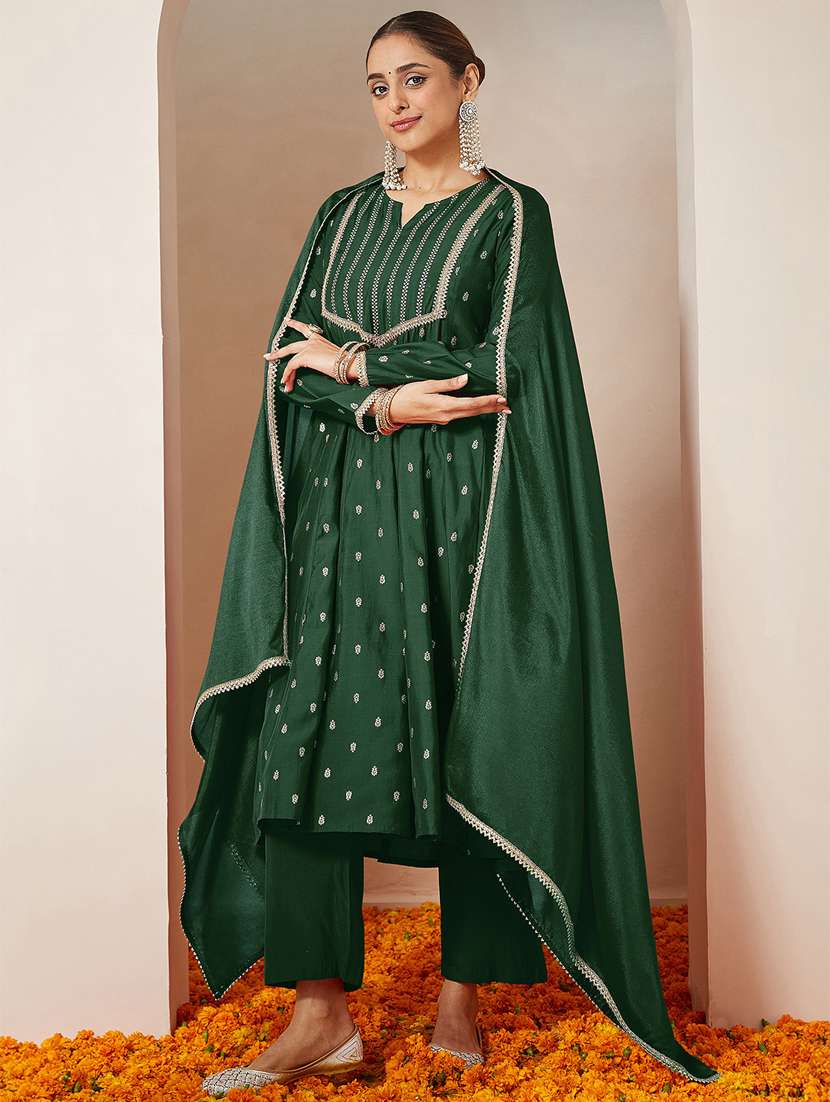 women green kurta dupatta set - 22439884 -  Standard Image - 3
