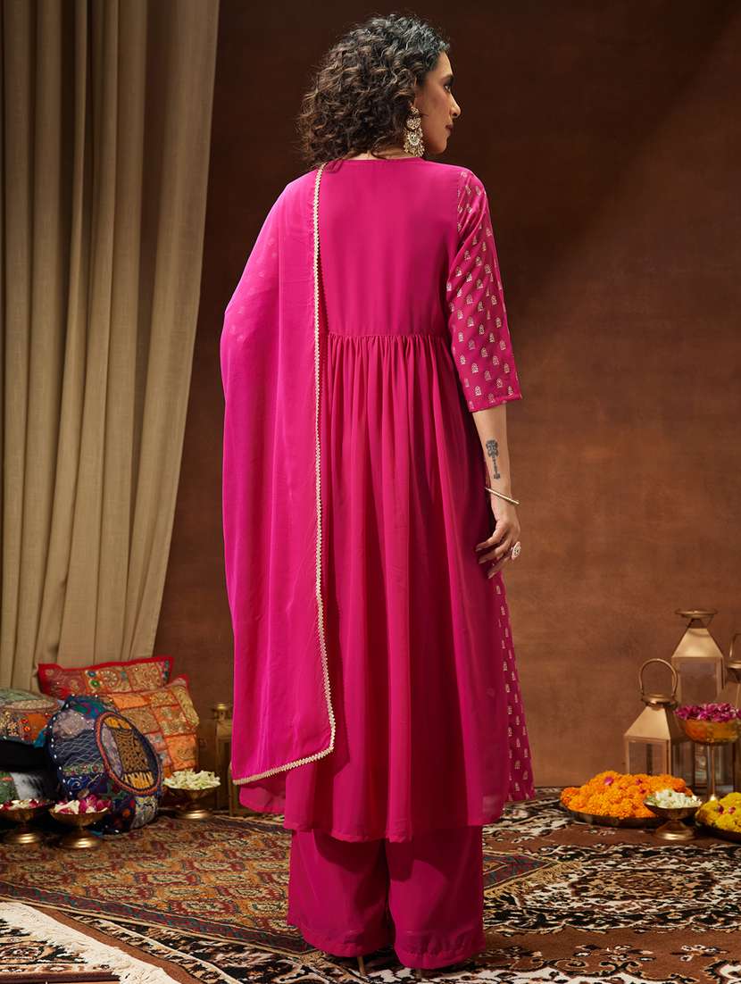 women pink kurta dupatta set - 22439886 -  Standard Image - 5