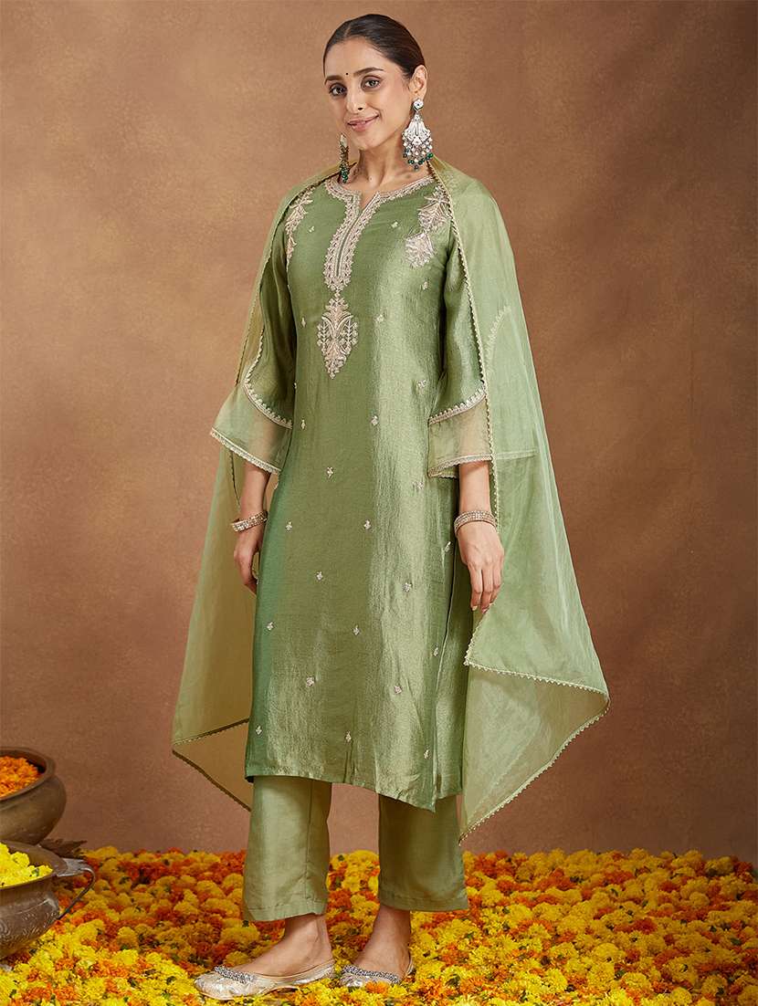 women green kurta dupatta set - 22439891 -  Standard Image - 3
