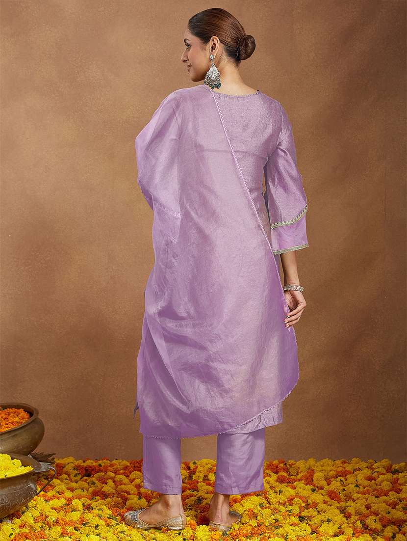 women lavender kurta dupatta set - 22439894 -  Standard Image - 5