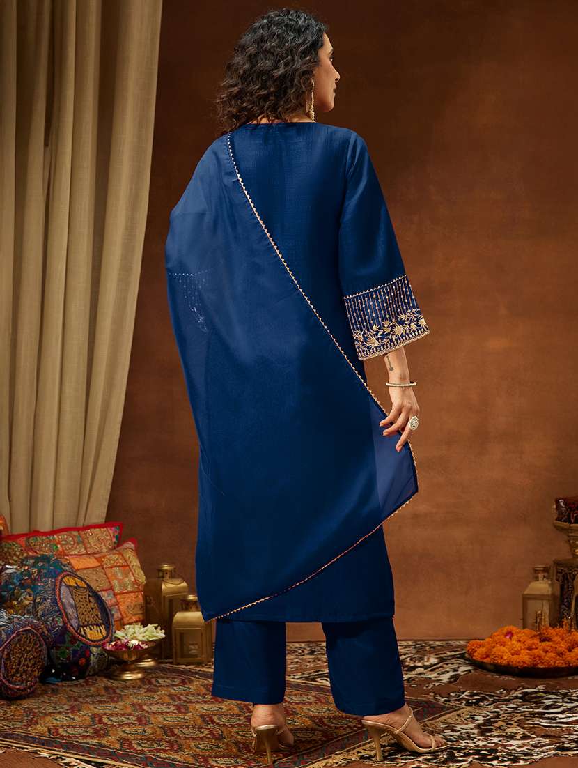 women teal kurta dupatta set - 22439895 -  Standard Image - 5