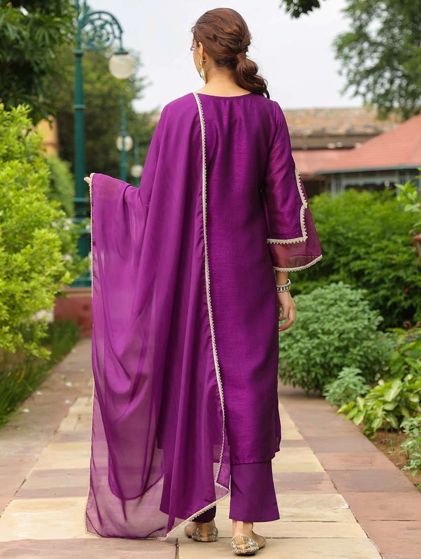 women purple kurta dupatta set - 22439896 -  Standard Image - 5
