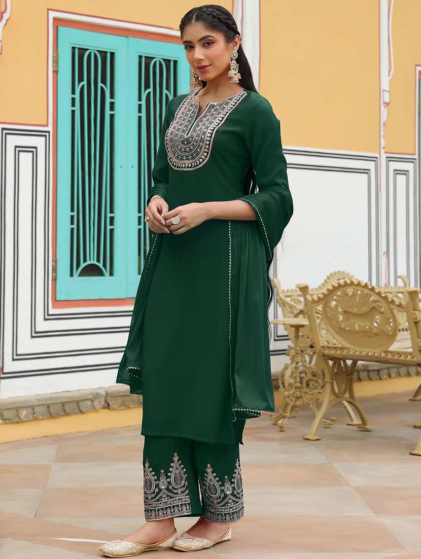 women green kurta dupatta set - 22439902 -  Standard Image - 3