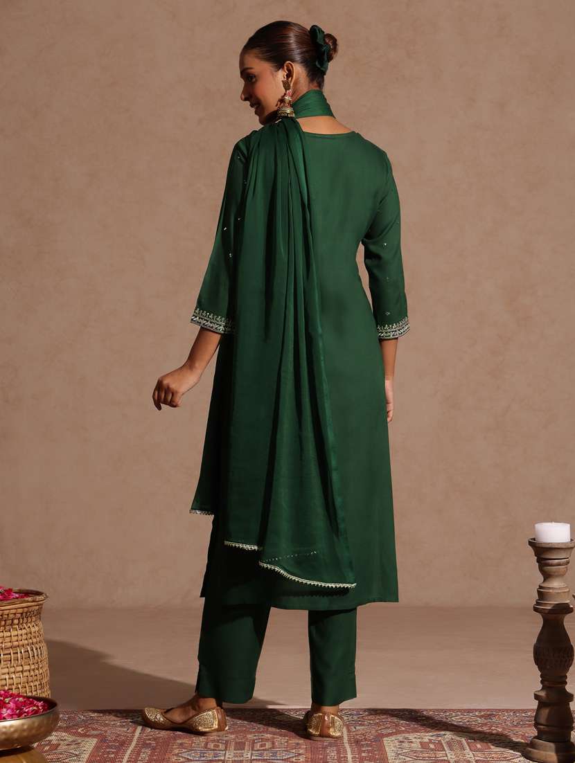 women green kurta dupatta set - 22439903 -  Standard Image - 5
