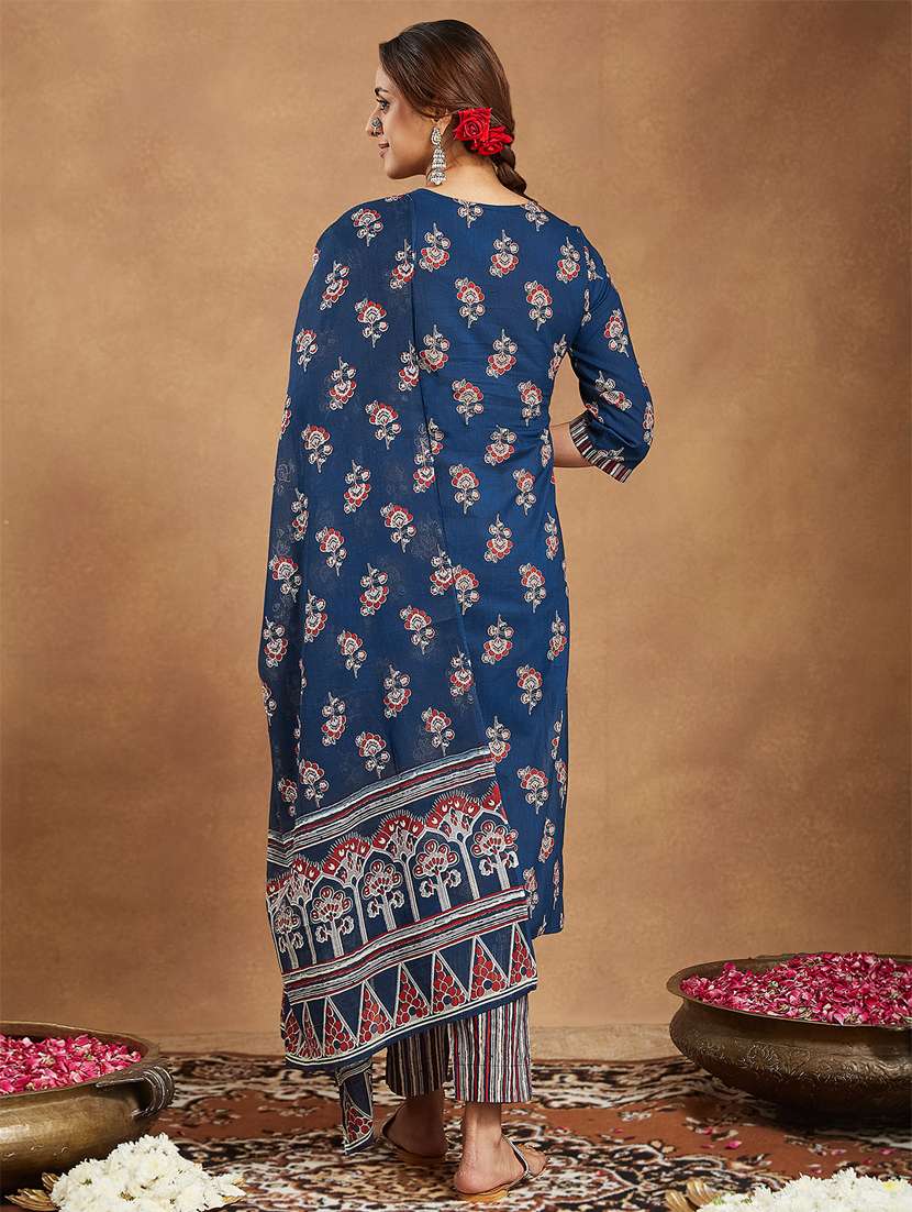 women blue kurta dupatta set - 22439904 -  Standard Image - 5