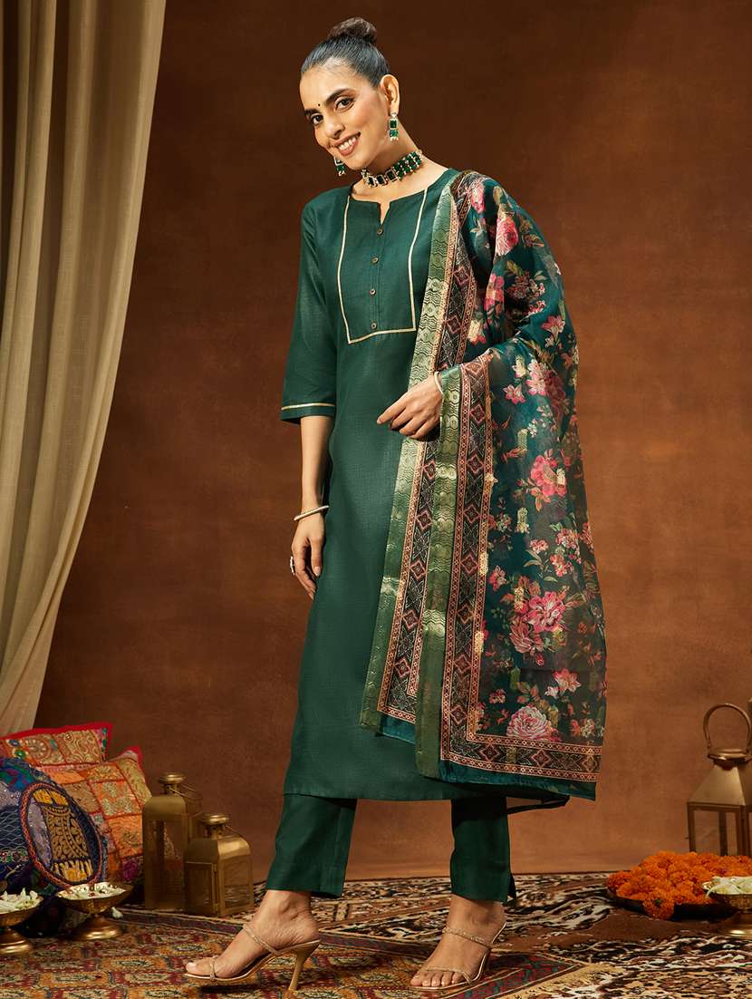 women green kurta dupatta set - 22439912 -  Standard Image - 3