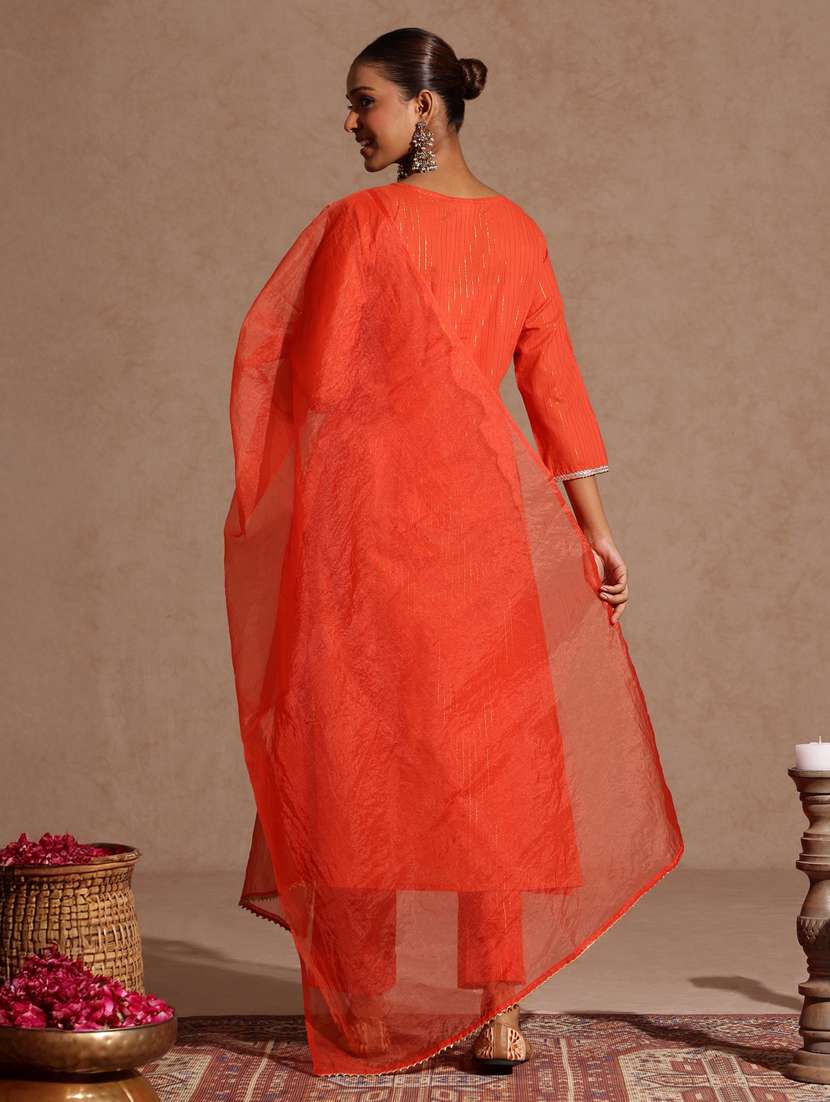 women orange kurta dupatta set - 22439919 -  Standard Image - 5