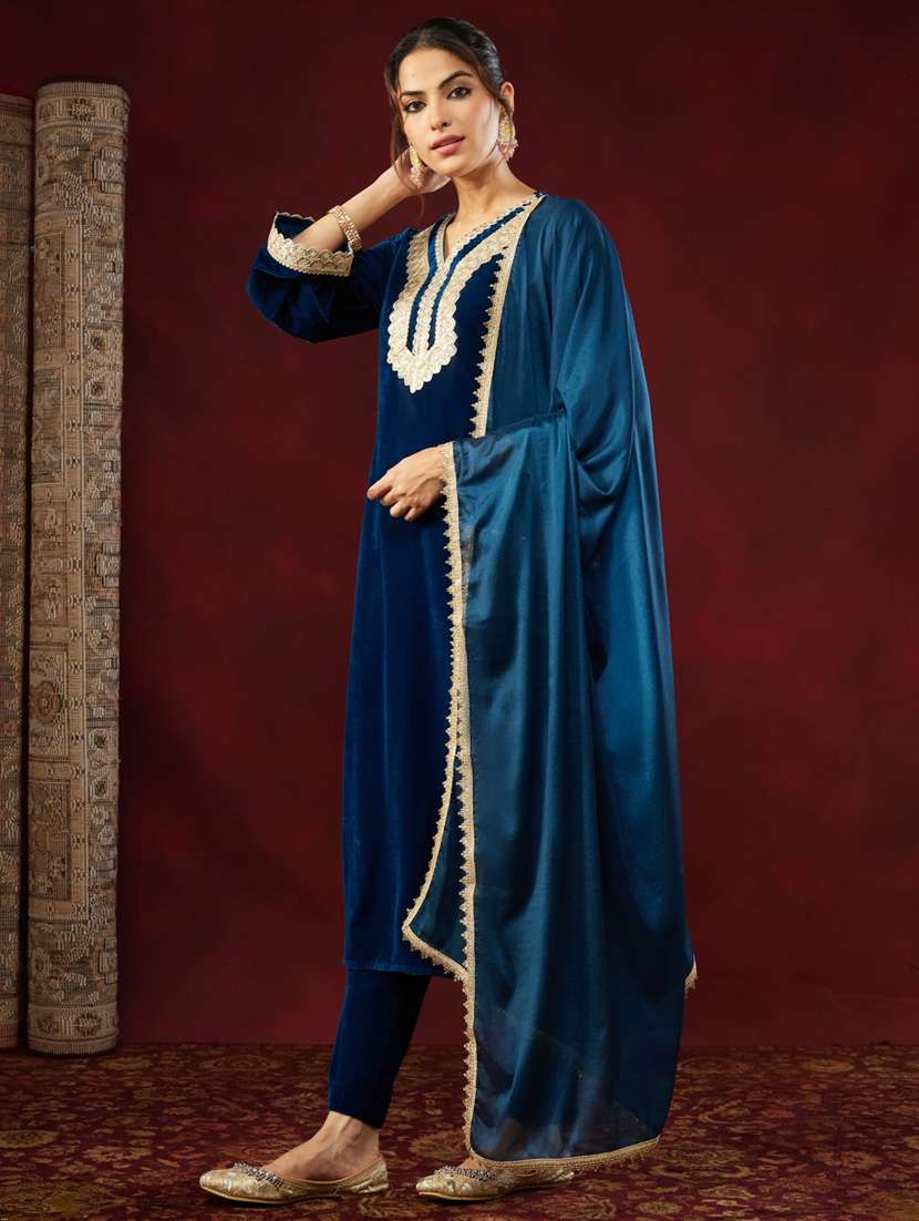 women three quarter sleeve kurat and pant with dupatta set - 22439929 -  Standard Image - 3