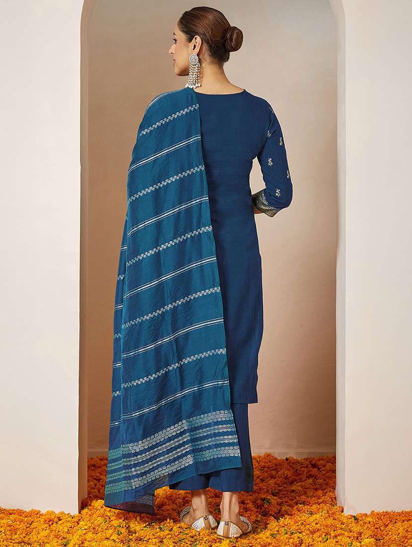 women teal kurta dupatta set - 22439958 -  Standard Image - 5