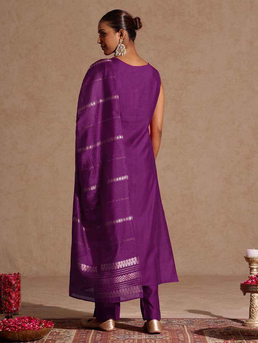women purple kurta dupatta set - 22439959 -  Standard Image - 5