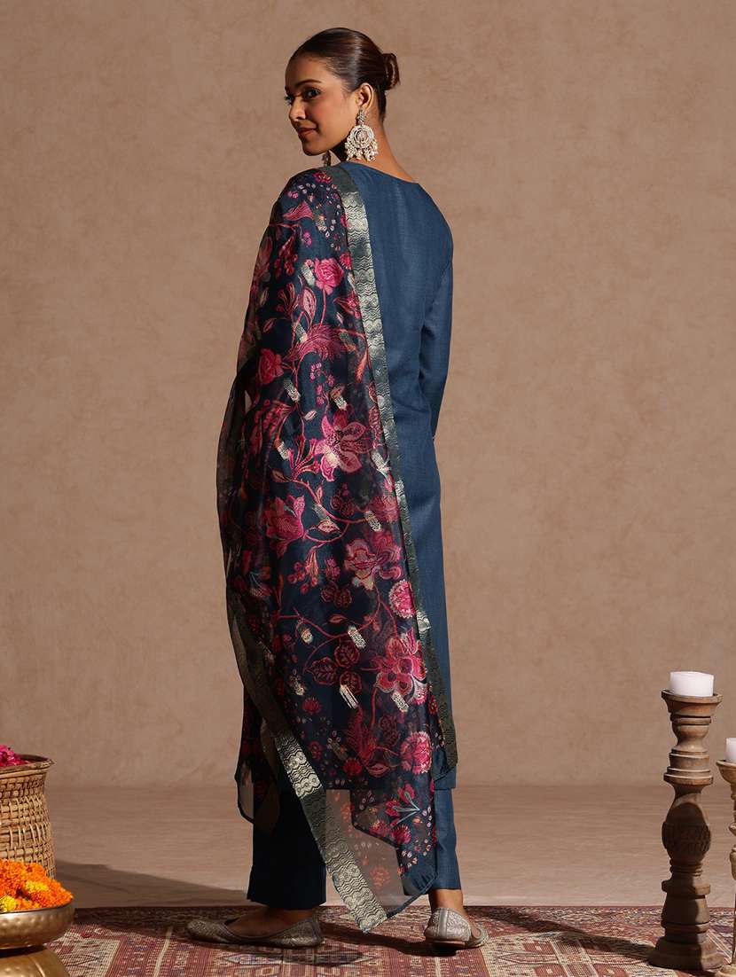 women teal kurta dupatta set - 22439965 -  Standard Image - 5