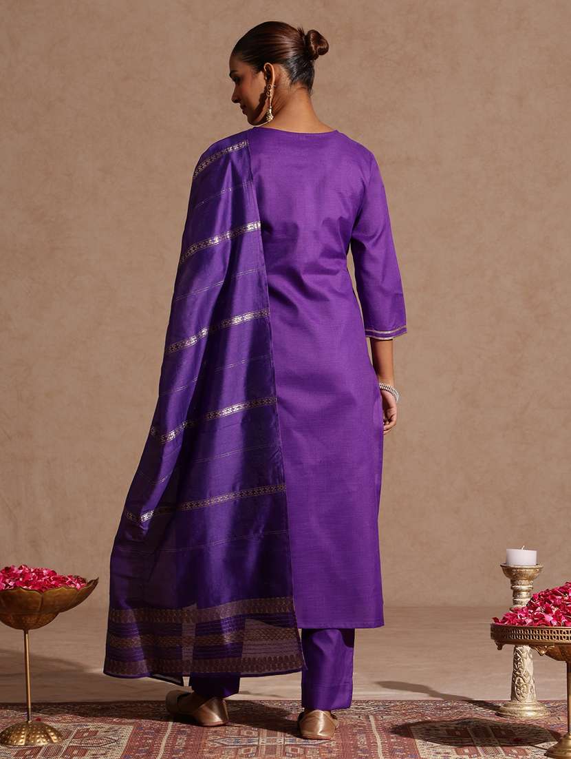 women purple kurta dupatta set - 22439967 -  Standard Image - 5