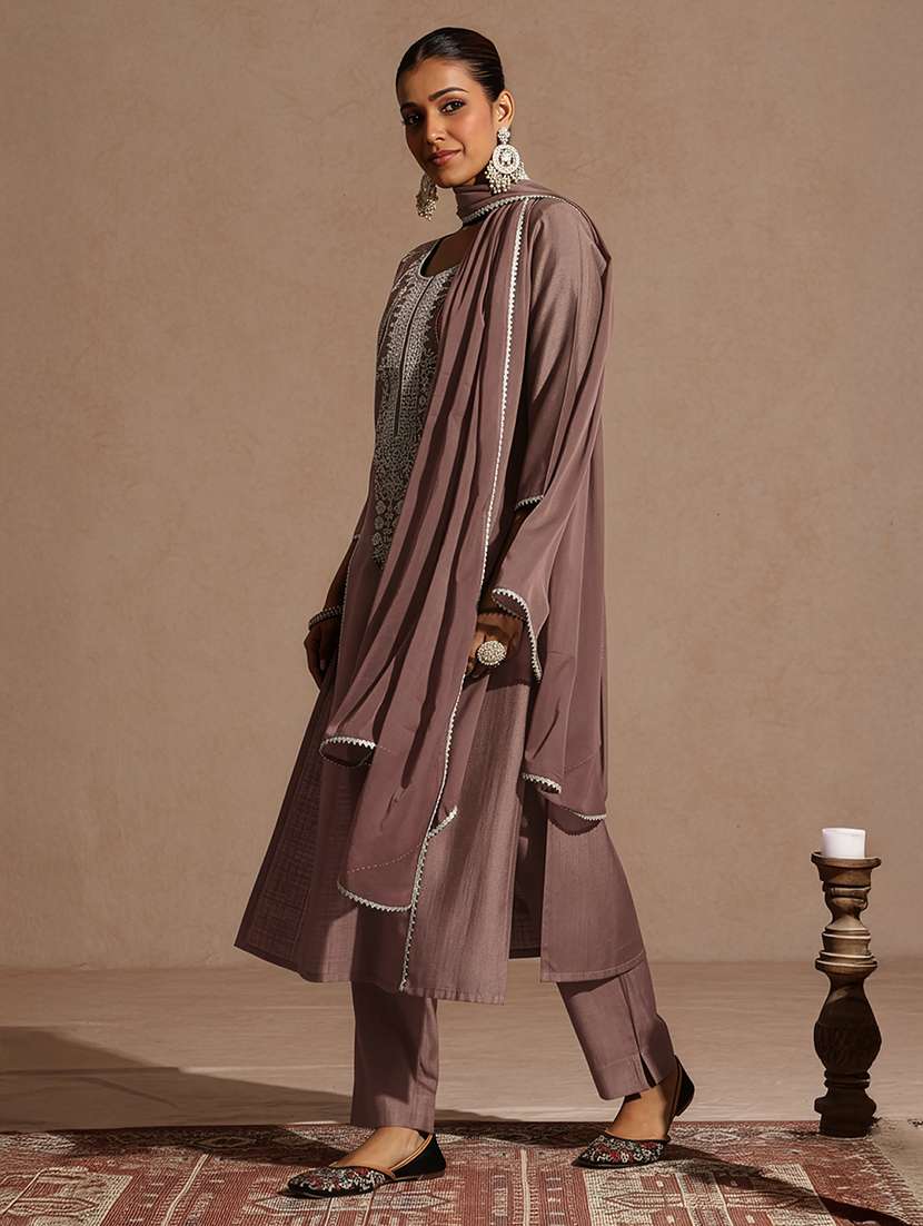 Women Brown Kurta Dupatta Set - 22439976 -  Standard Image - 3