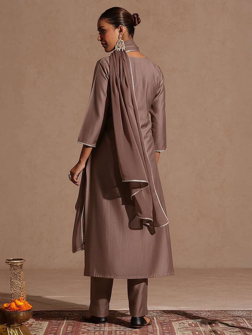 Women Brown Kurta Dupatta Set - 22439976 -  Standard Image - 5