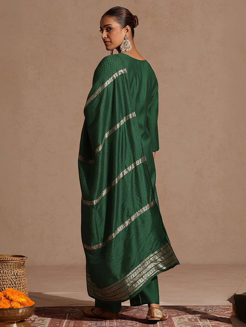 Women Bottle Green Kurta Dupatta Set - 22439979 -  Standard Image - 5