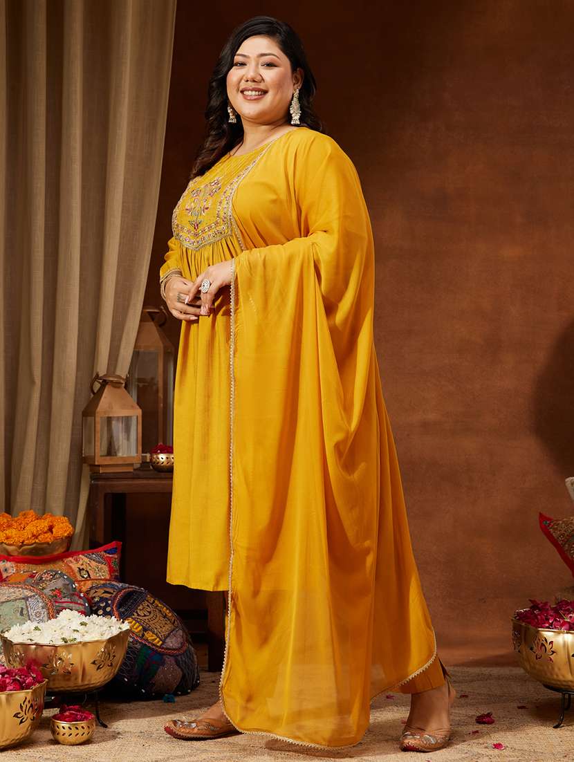 women mustard kurta dupatta set - 22439993 -  Standard Image - 3