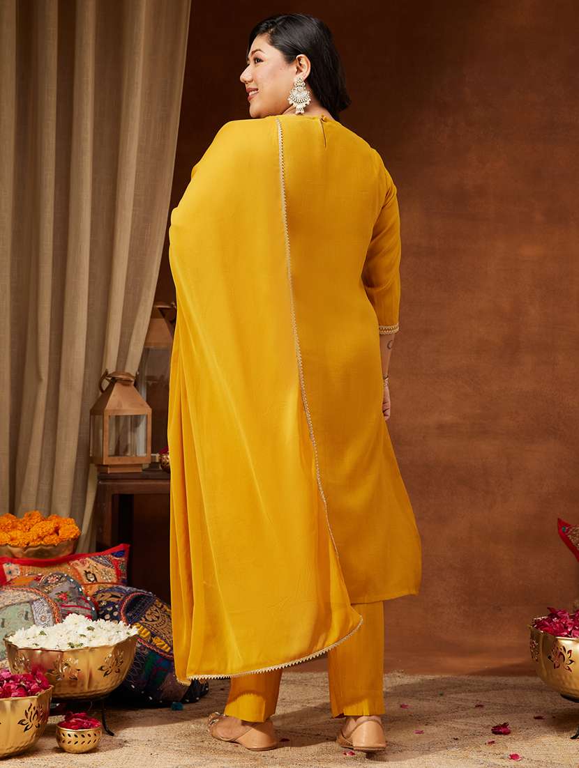 women mustard kurta dupatta set - 22439993 -  Standard Image - 5